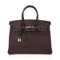 👜Birkin 35 Bag Ebene Barenia Faubourg Leather with Palladium Hardware