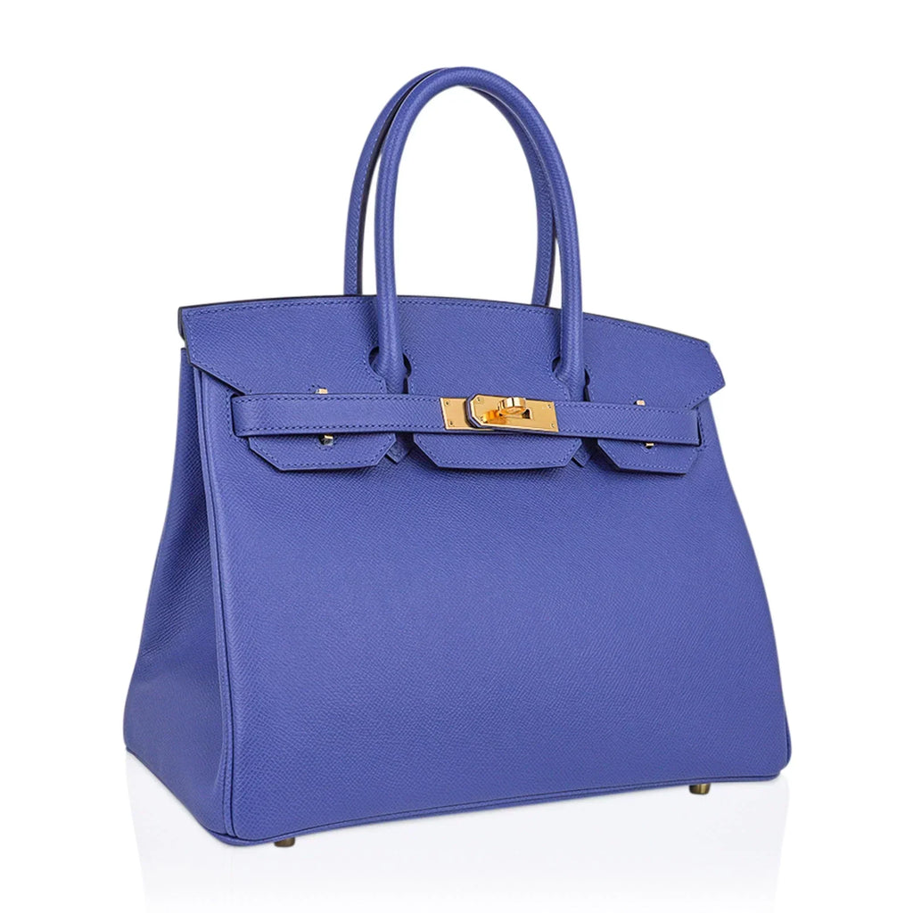 👜Birkin 30 Bag Blue Brighton Epsom Leather with Gold Hardware