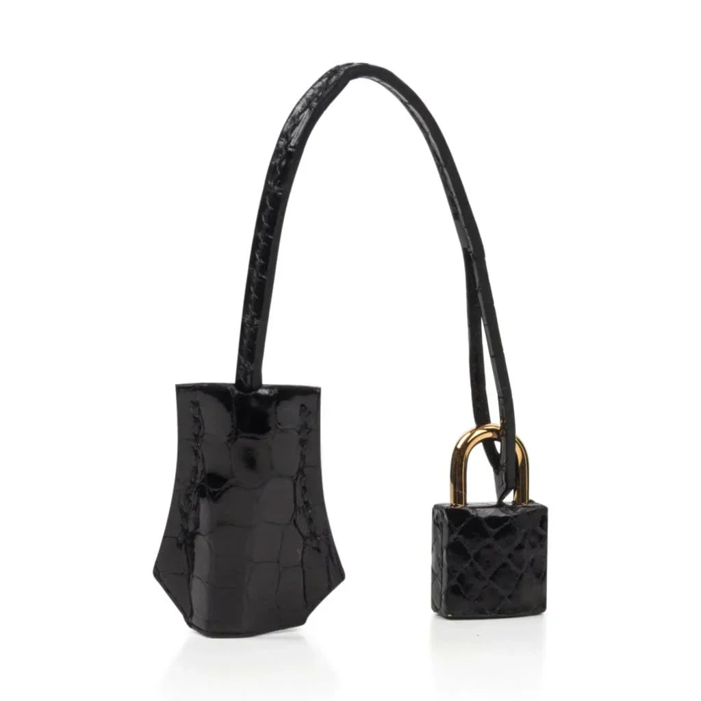 👜Birkin 25 Bag Black Crocodile Lisse Gold Hardware