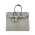 👜Birkin 25 Bag Gris Ciment Matte Alligator with Gold Hardware