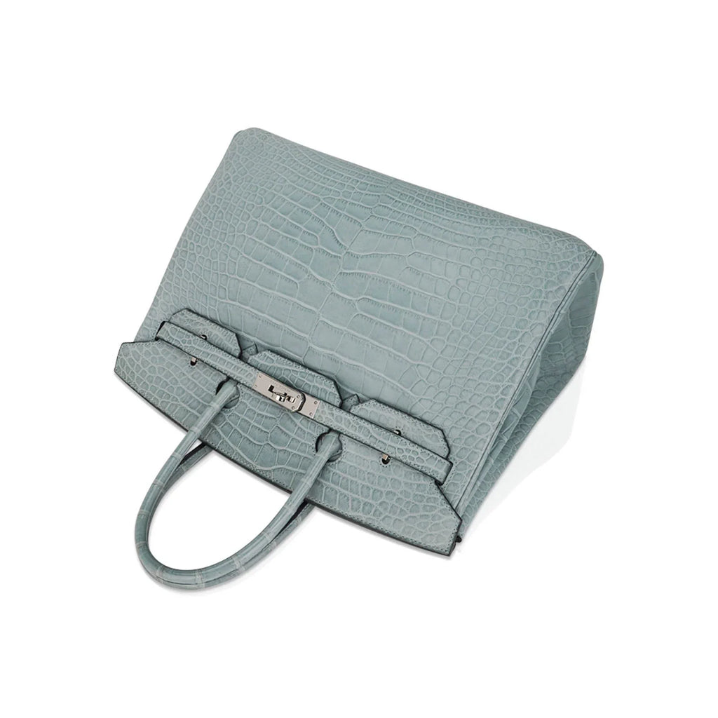 👜Limited Edition Birkin 35 Bag Ciel Matte Alligator with Palladium Hardware