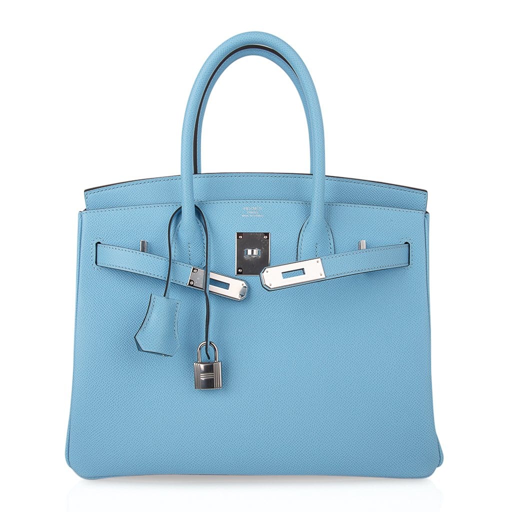 👜Birkin 30 Bag Blue Celeste Epsom Palladium Hardware New