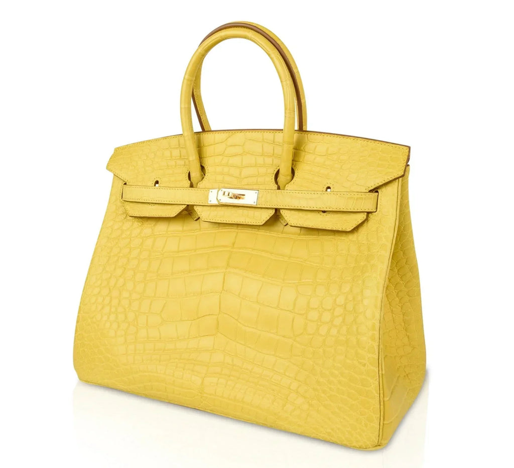 👜Birkin 35 Bag Matte Alligator Mimosa Gold Hardware Crazy Fabulous
