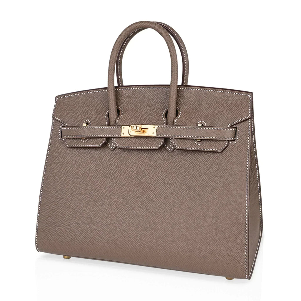 👜Birkin Sellier 25 Etoupe Gold Hardware Epsom Leather New w/Box