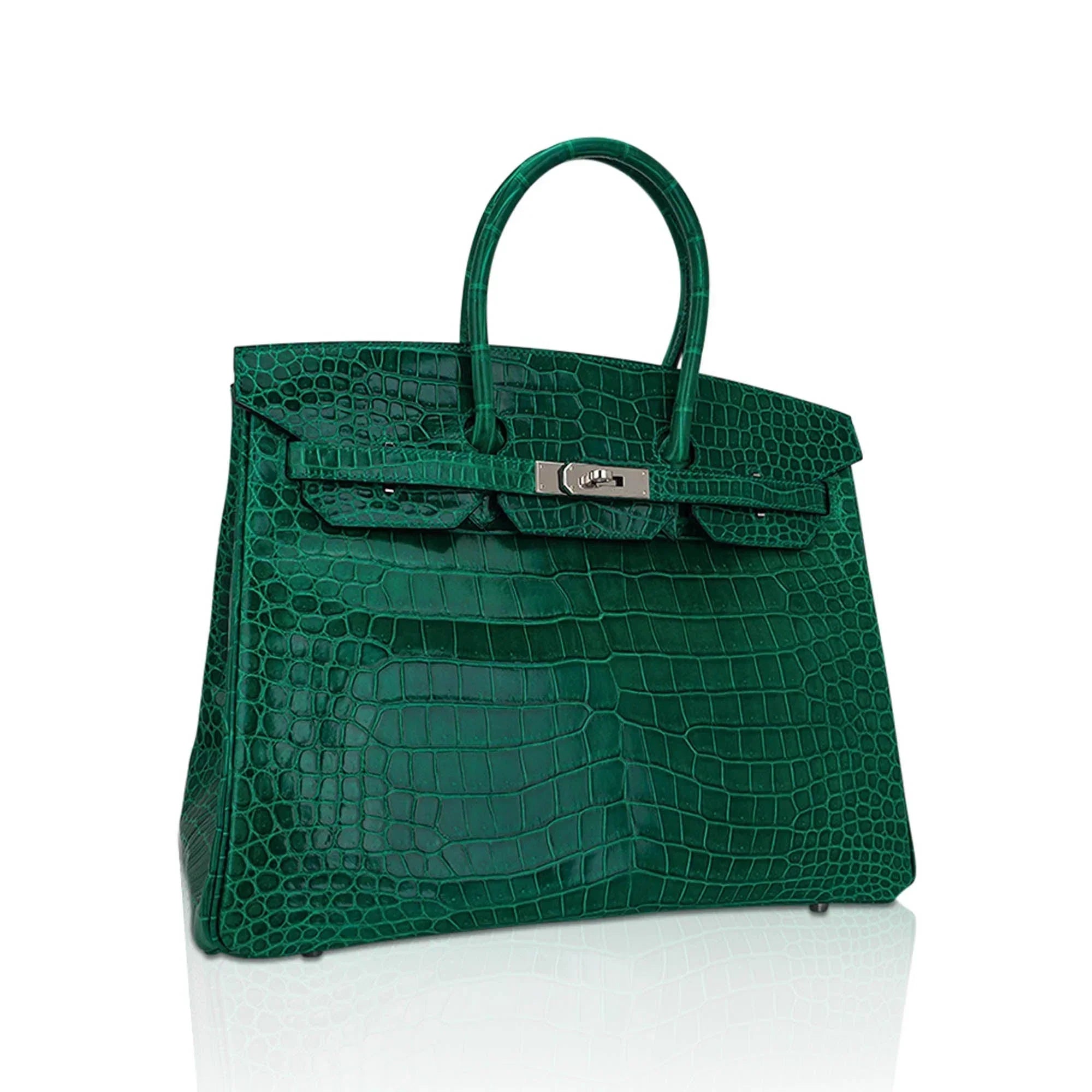 👜Birkin 35 Bag Emerald Porosus Crocodile with Palladium Hardware