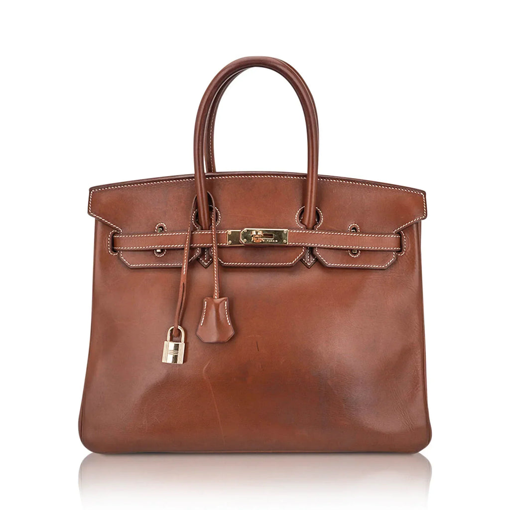 👜Vintage Limited Edition Birkin 35 Bag Fauve Barenia Leather with Gold Hardware