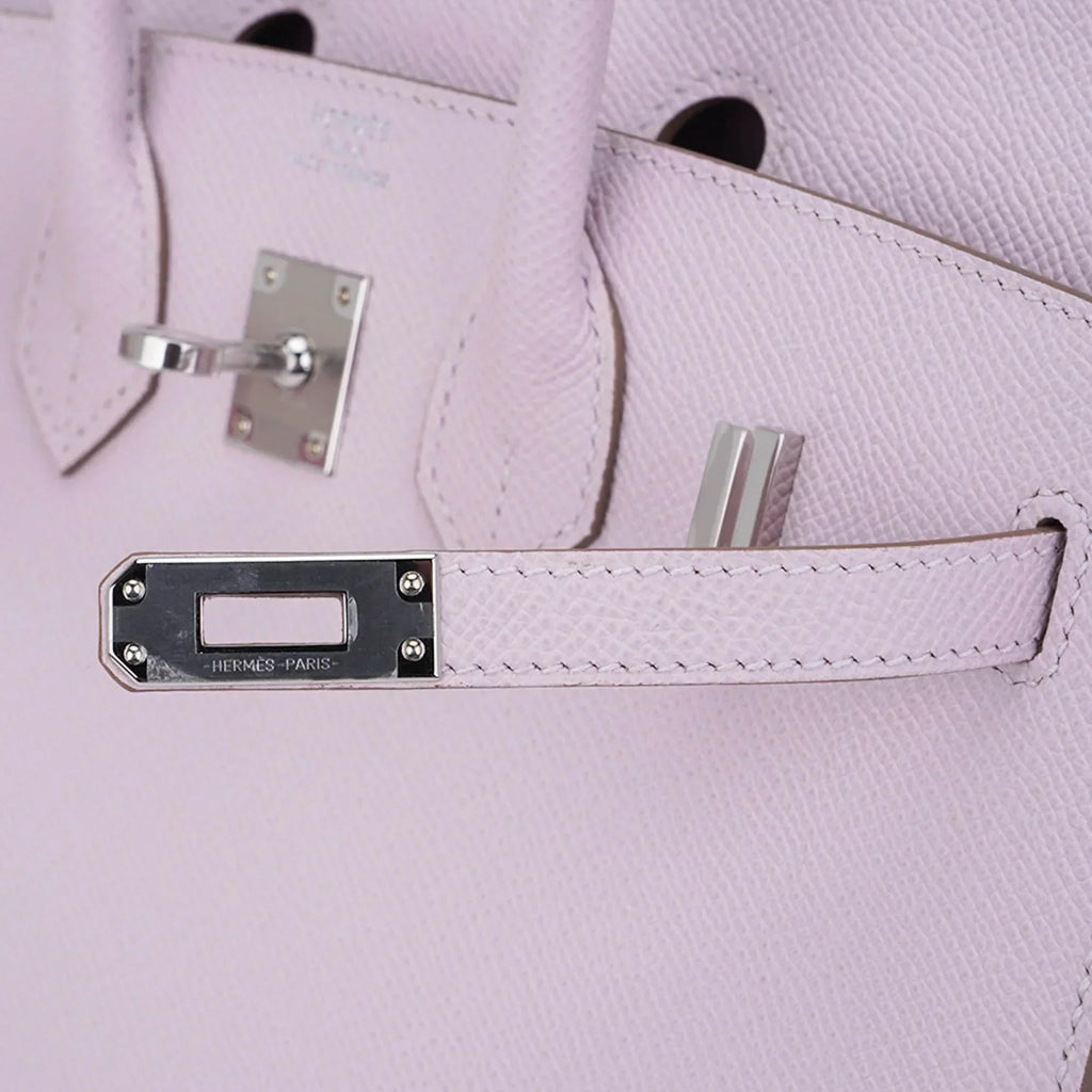 👜Birkin 25 Bag Sellier Mauve Pale Epsom Leather with Palladium Hardware
