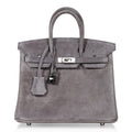 👜Birkin 25 Bag Gris Fume Doblis Suede with Palladium Hardware