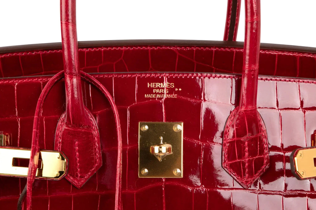 👜Birkin 35 Braise Lipstick Red Crocodile Gold Hardware