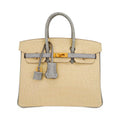 👜Special Order HSS Birkin 25 Bag in Matte Alligator Vanille and Gris Pearl Alligator with Brushed Gold Hardware