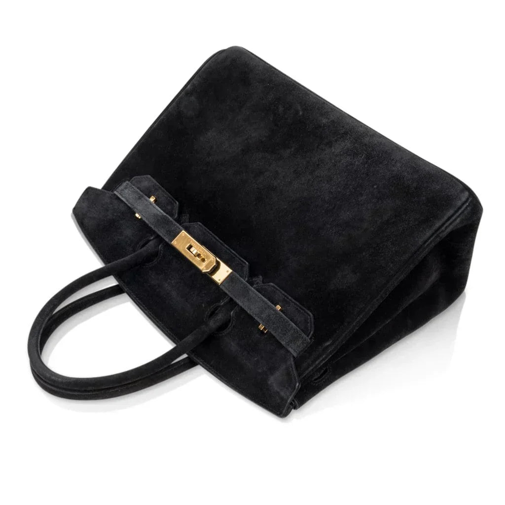 👜Birkin 30 Bag Doblis (Suede) Black Gold Hardware