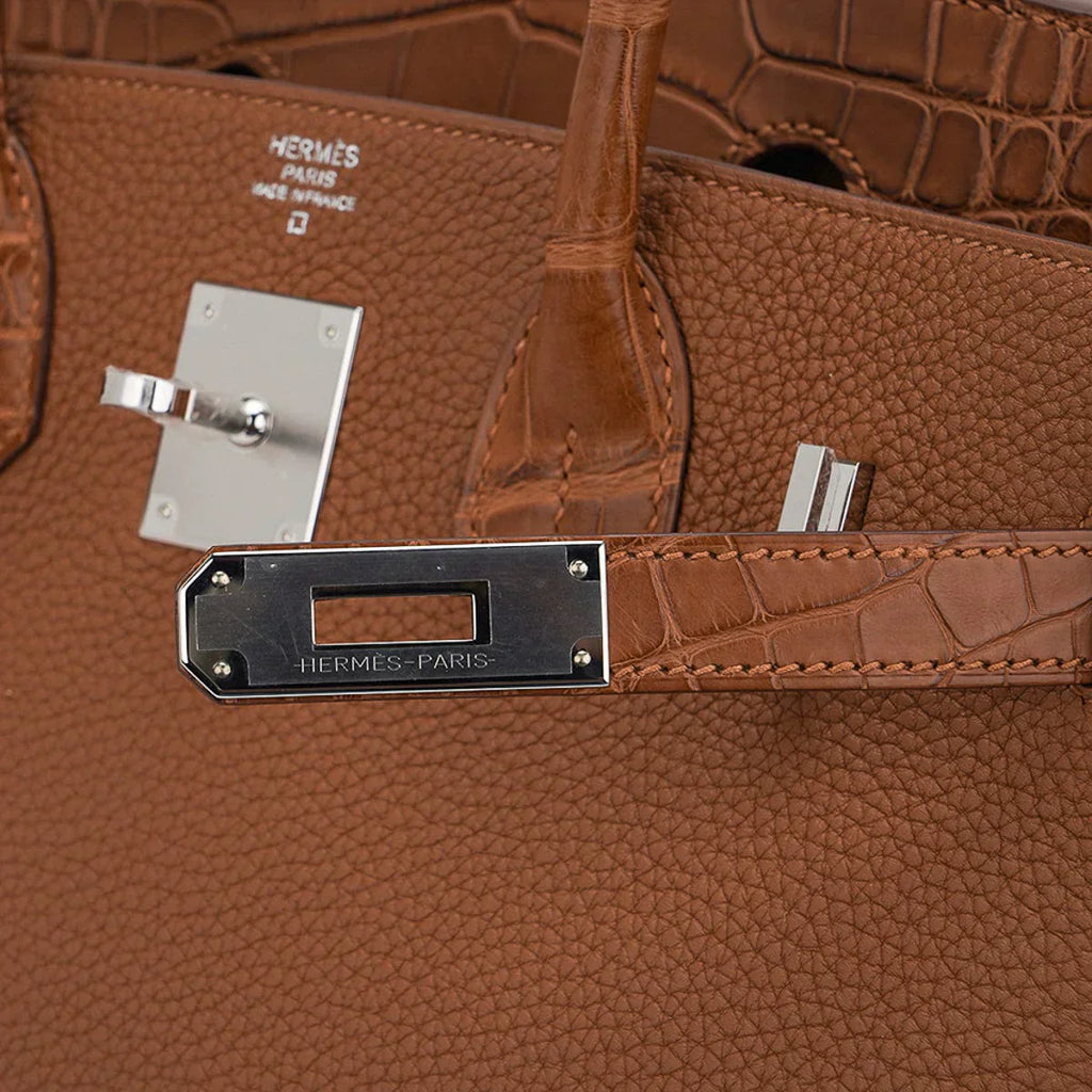 👜Birkin Touch 30 Bag Gold Matte Alligator / Togo Limited Edition