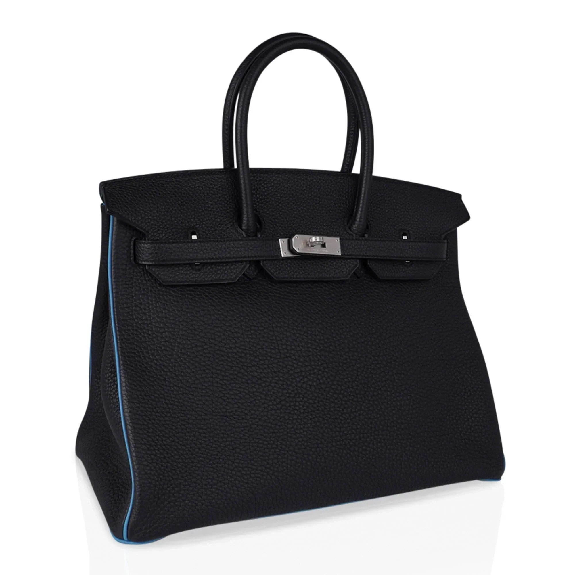 👜Special Order HSS Birkin 35 Bag Black Turquoise Togo Leather with Brushed Palladium Hardware