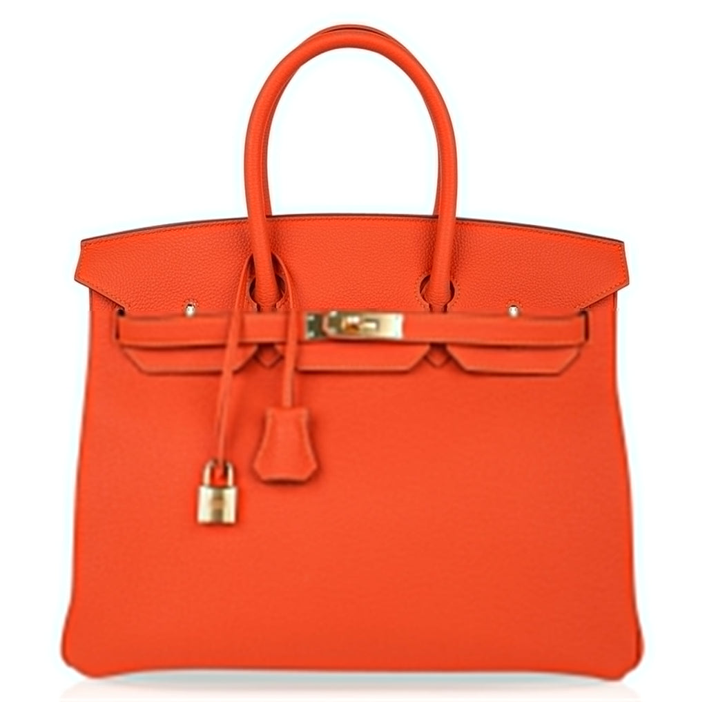 👜Birkin 35 Bag Feu Orange Togo Gold Hardware