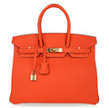 👜Birkin 35 Bag Feu Orange Togo Gold Hardware