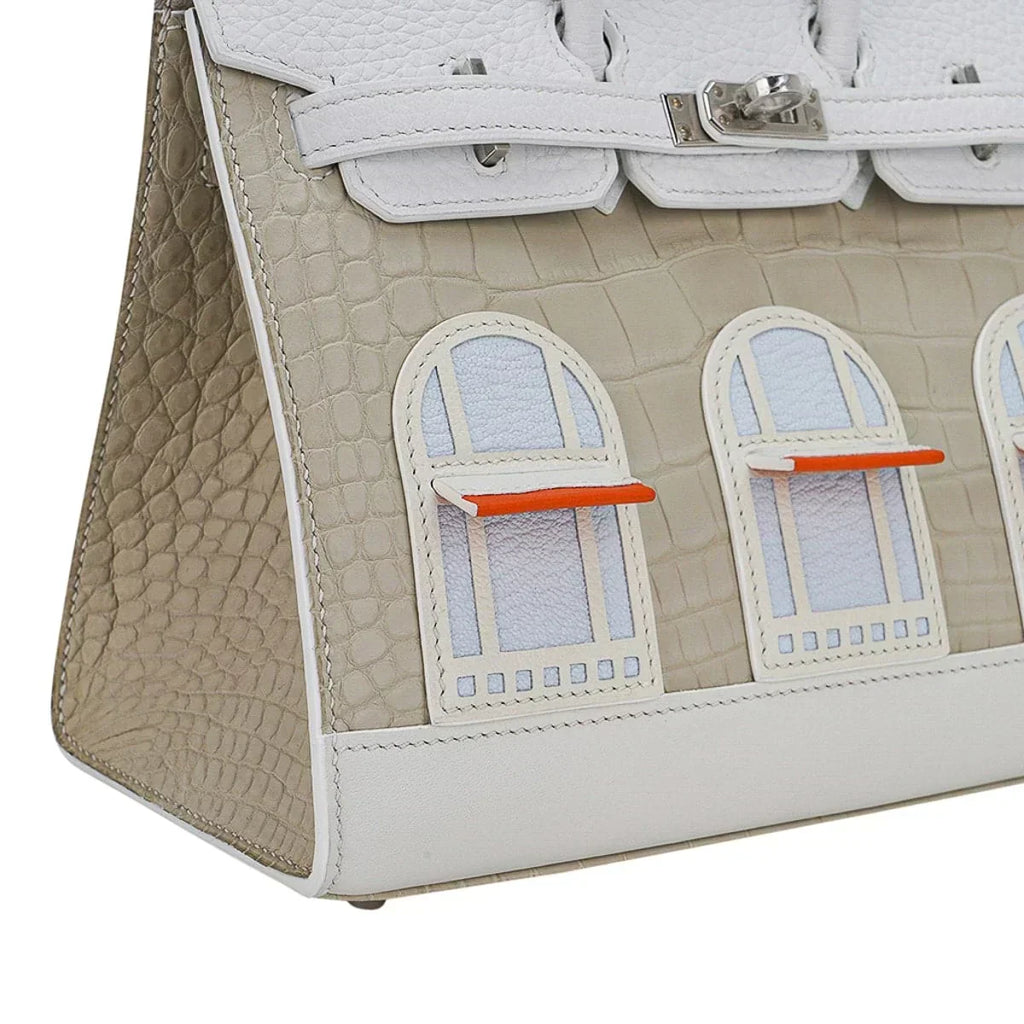 👜Limited Edition Birkin 20 Faubourg Sellier Bag Neige (Snow) White Matte Alligator