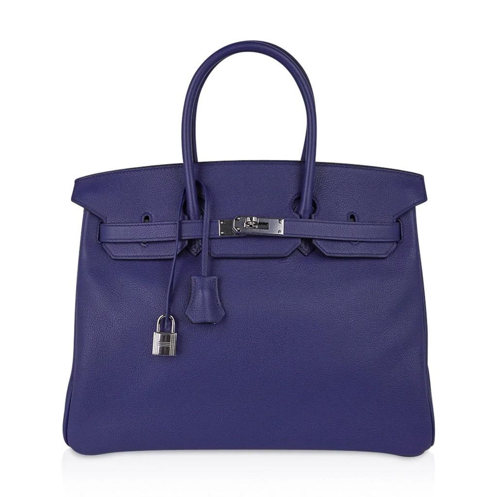 👜Limited Edition Birkin 35 Bag Blue Sapphire Taurillon Novillo Leather & Toile Sea Surf & Fun