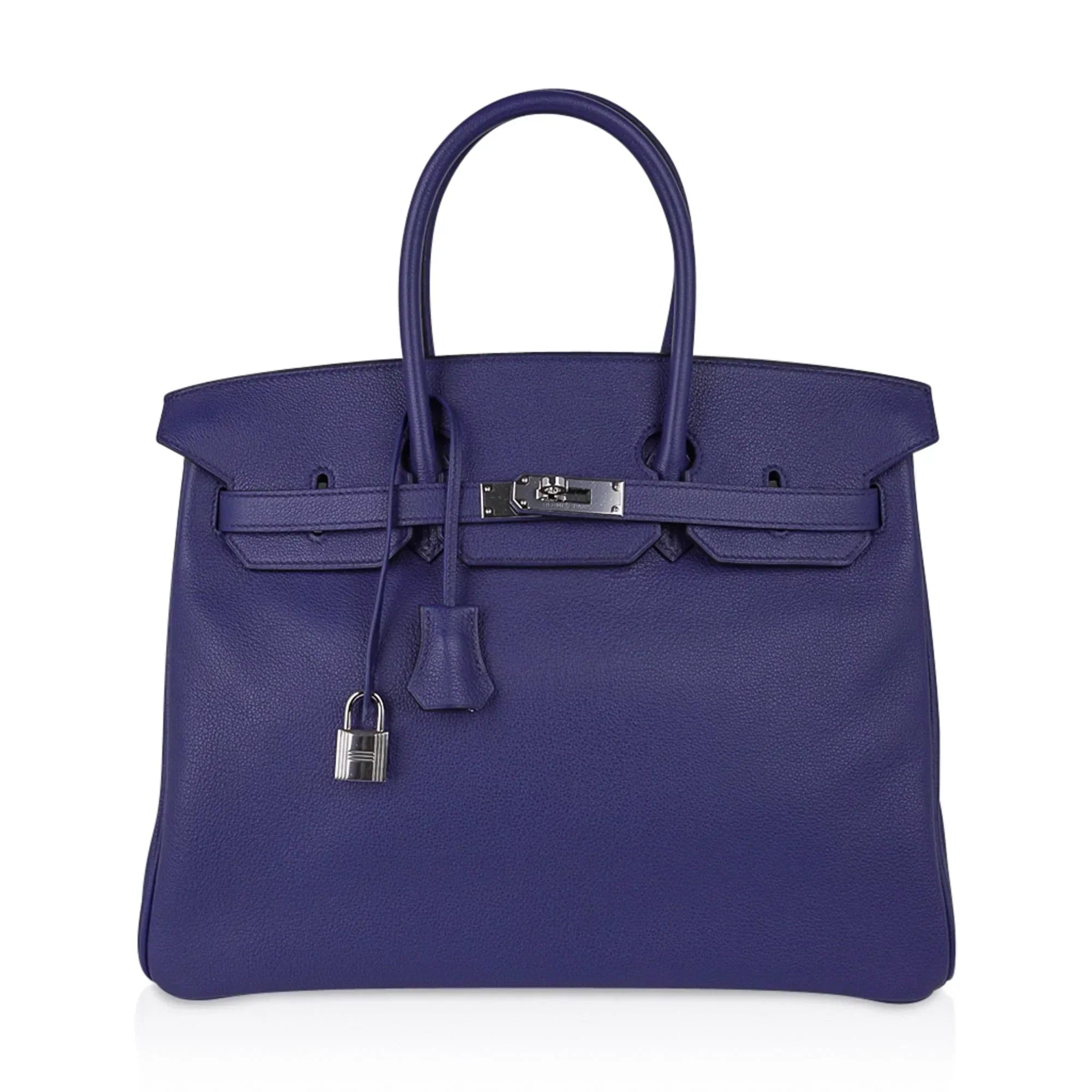 👜Limited Edition Birkin 35 Bag Blue Sapphire Taurillon Novillo Leather & Toile Sea Surf & Fun