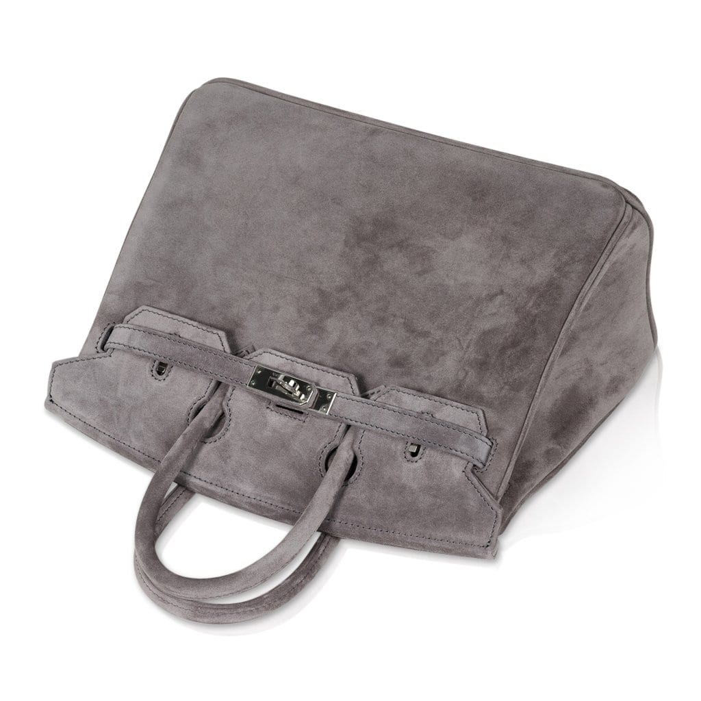 👜Birkin 25 Bag Gris Fume Doblis Suede with Palladium Hardware