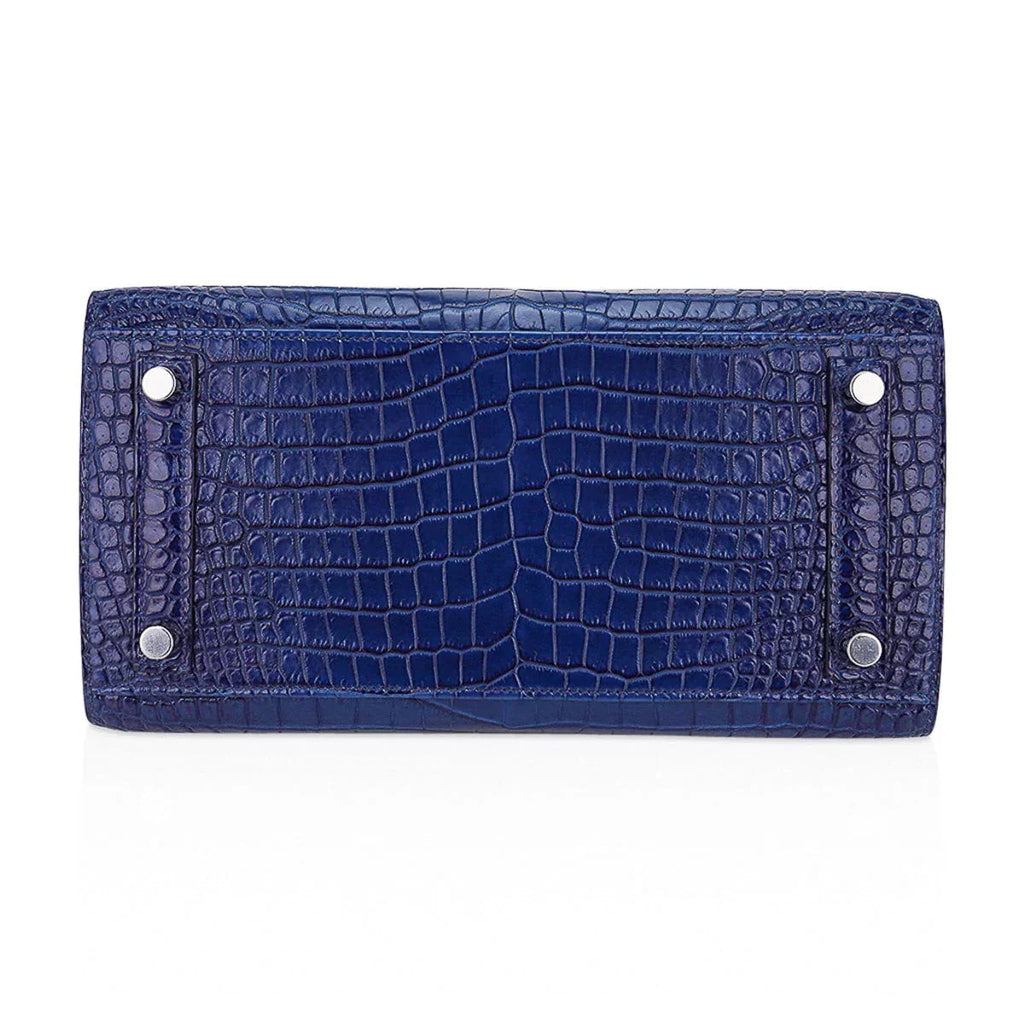 👜Limited Edition Birkin 25 Bag Sellier Indigo Aizome Porosus Crocodile with Palladium Hardware