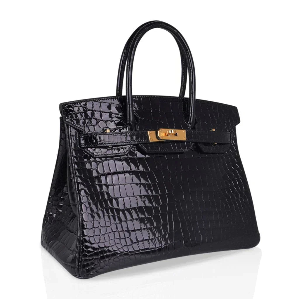 👜Birkin 30 Bag Black Porosus Crocodile with Gold Hardware