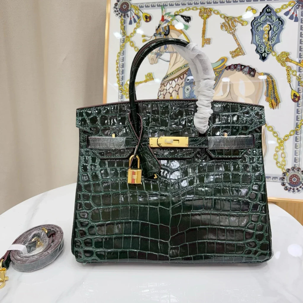 👜Birkin Vert Titien Matte Alligator Gold Hardware