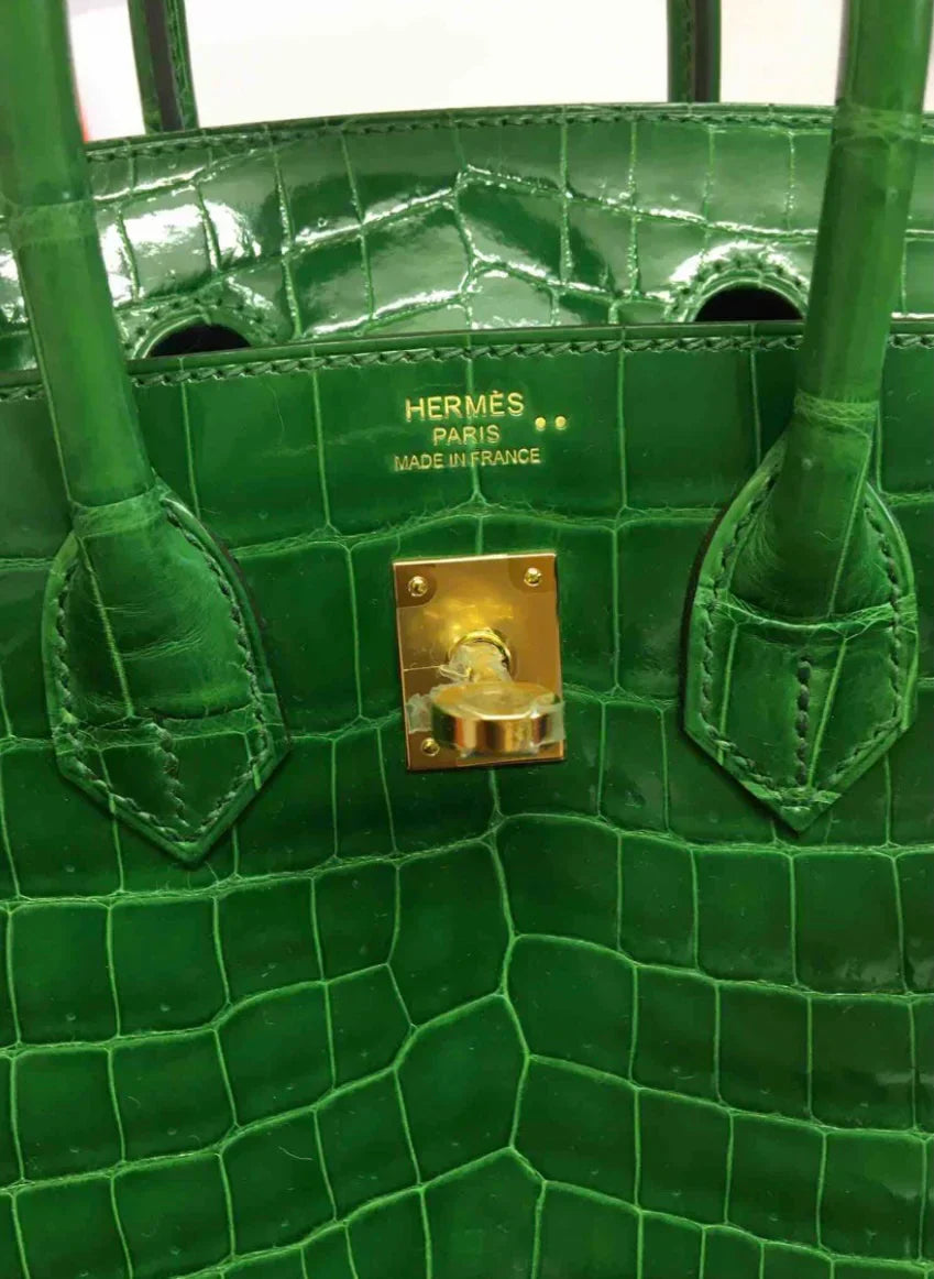 👜Birkin Emerald Shiny Niloticus Crocodile Gold Hardware