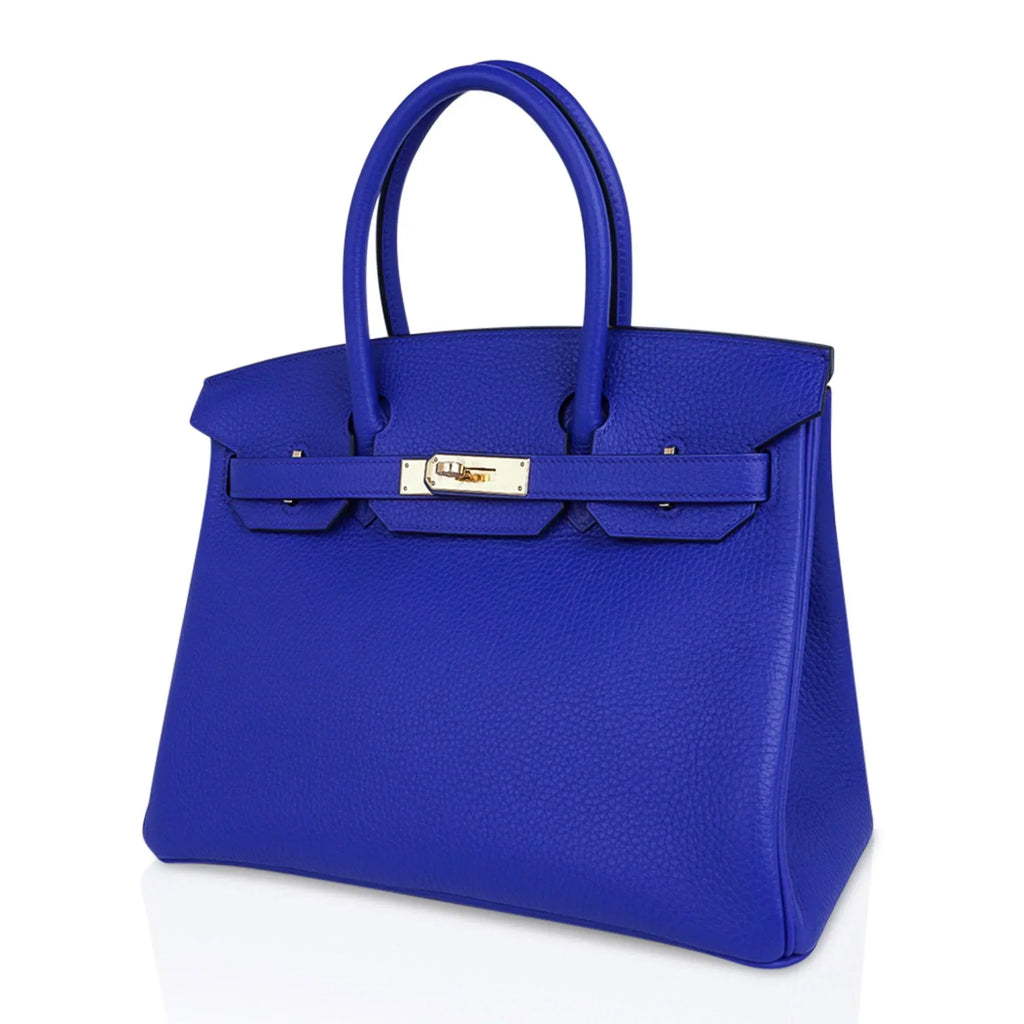 👜Birkin 30 Bag Blue Electric Clemence Gold Hardware