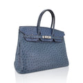 👜Birkin Vintage 35 Bag Blue Roi Ostrich Palladium Hardware