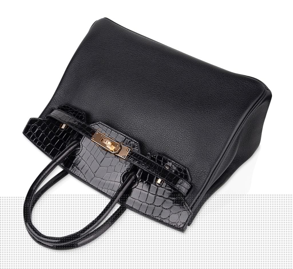👜Birkin 30 Touch Bag Black Crocodile / Black Leather Rose Gold Hardware