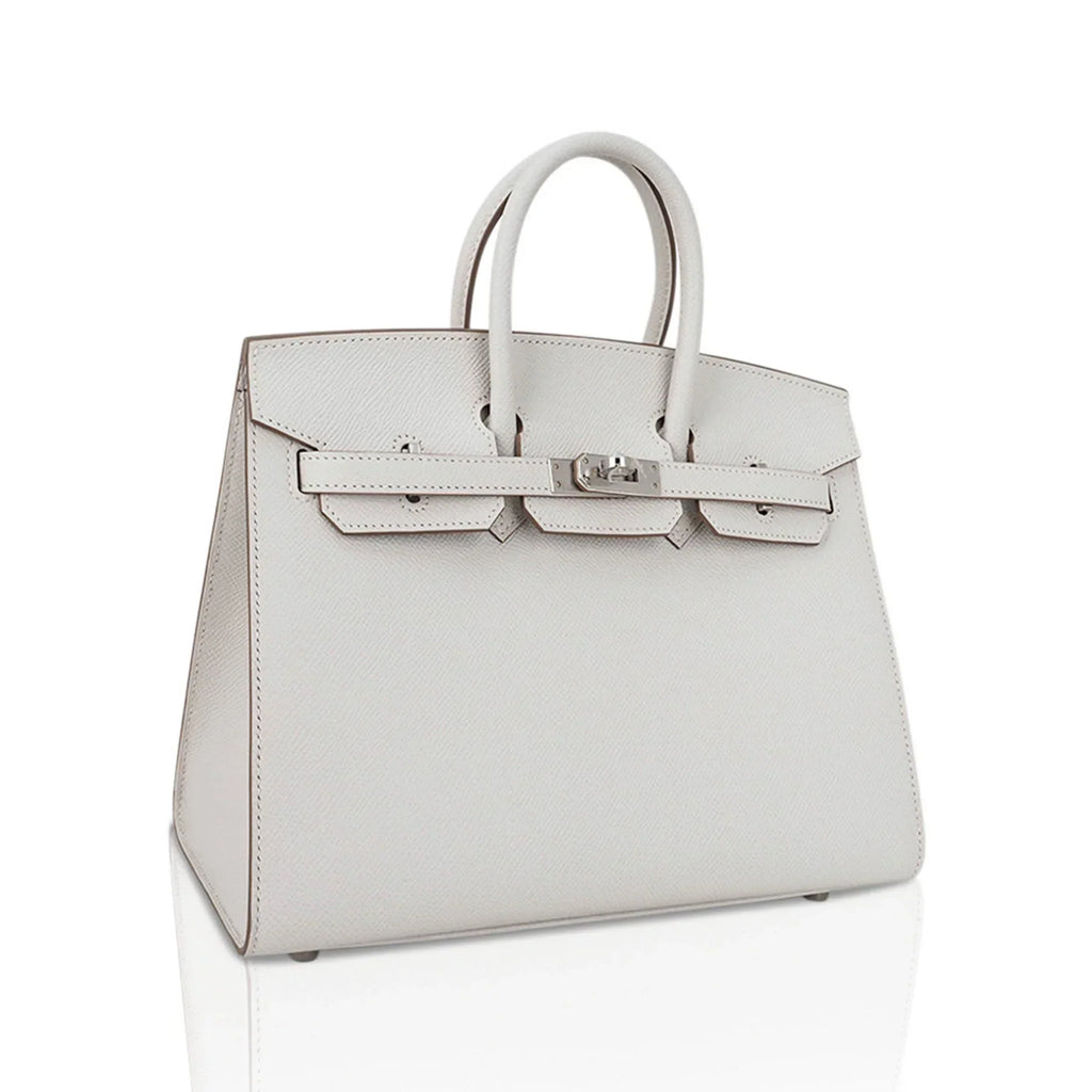 👜Birkin Sellier 25 Bag Gris Pale Epsom Leather with Palladium Hardware