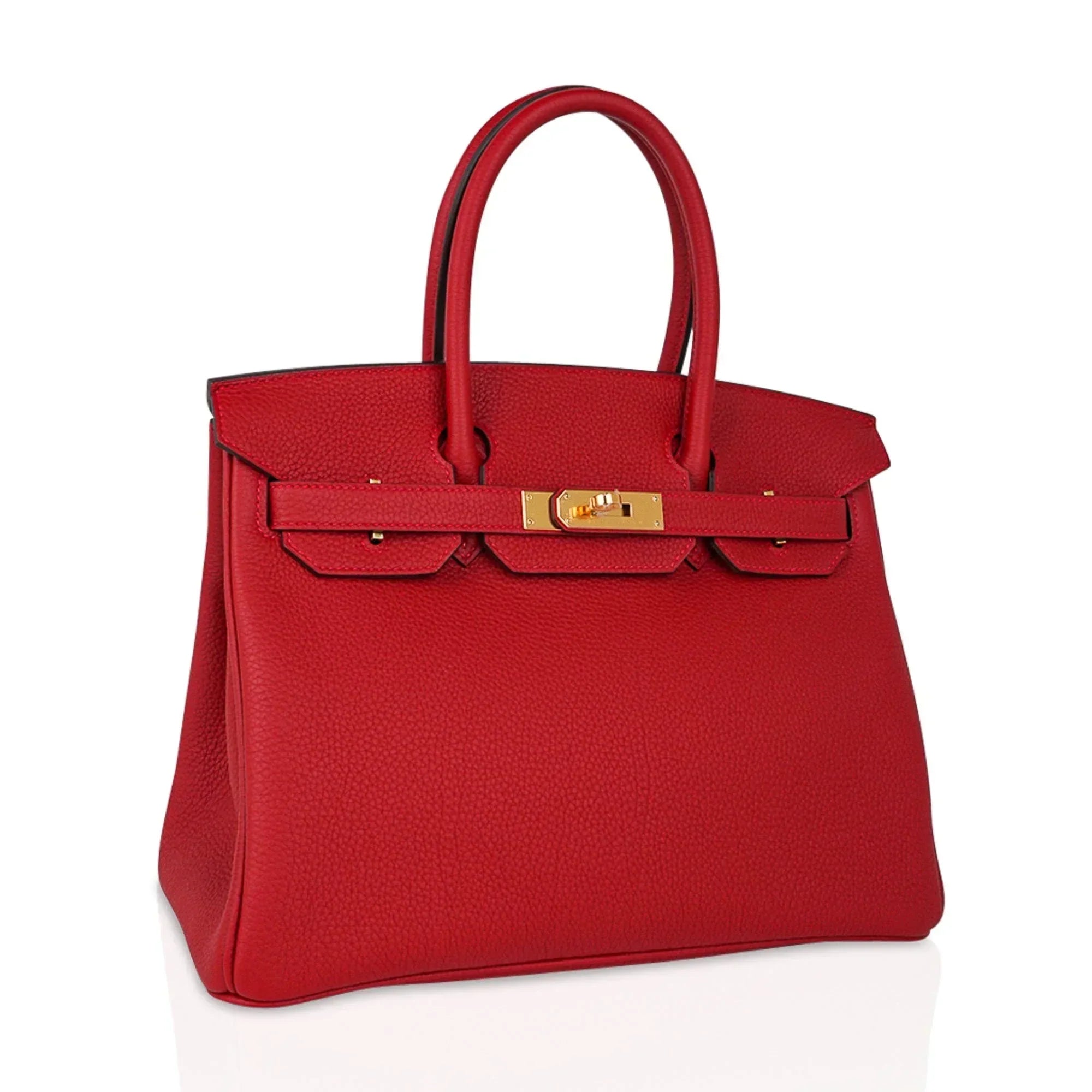 👜Birkin 30 Bag Lipstick Rouge Vif Togo Leather with Gold Hardware