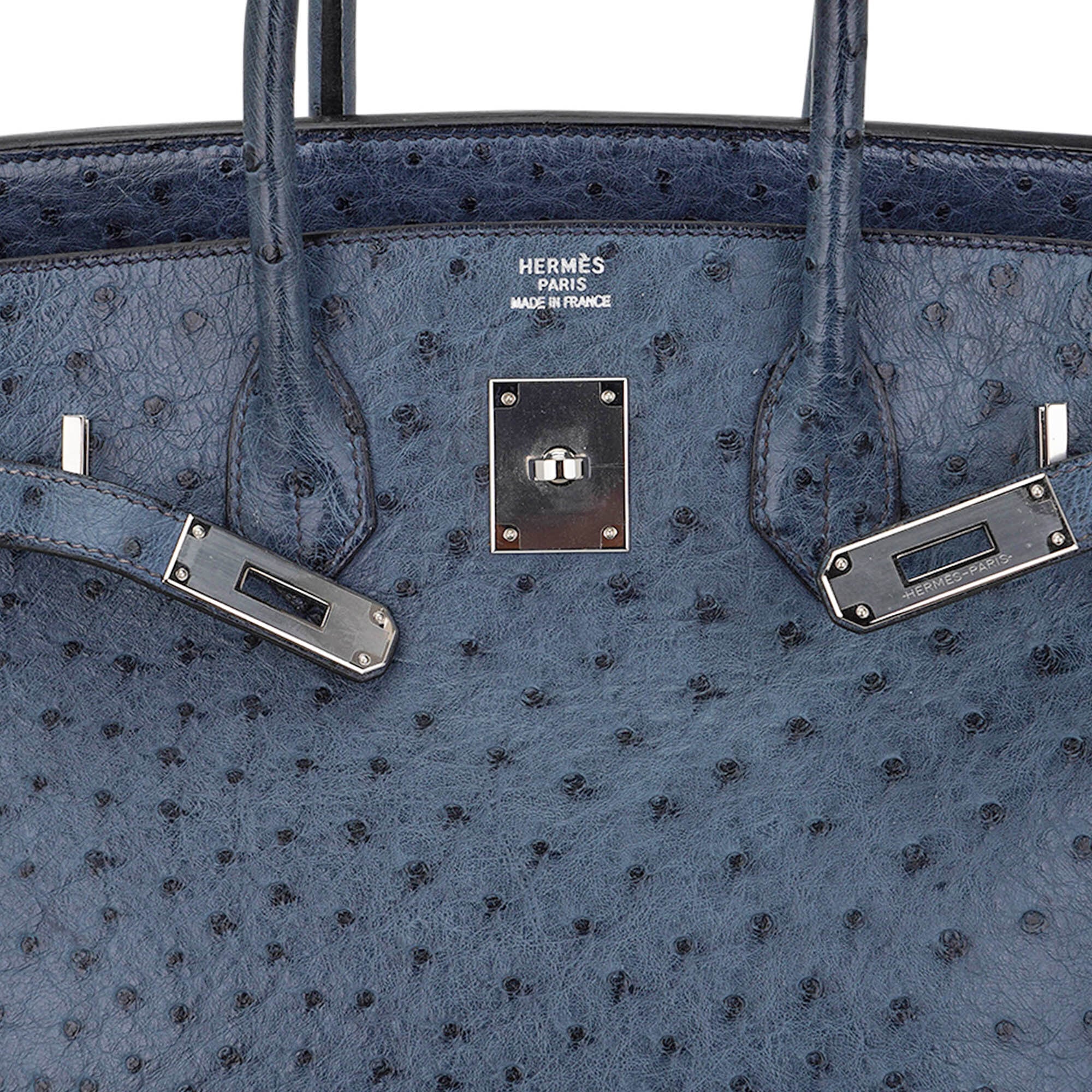 👜Birkin Vintage 35 Bag Blue Roi Ostrich Palladium Hardware