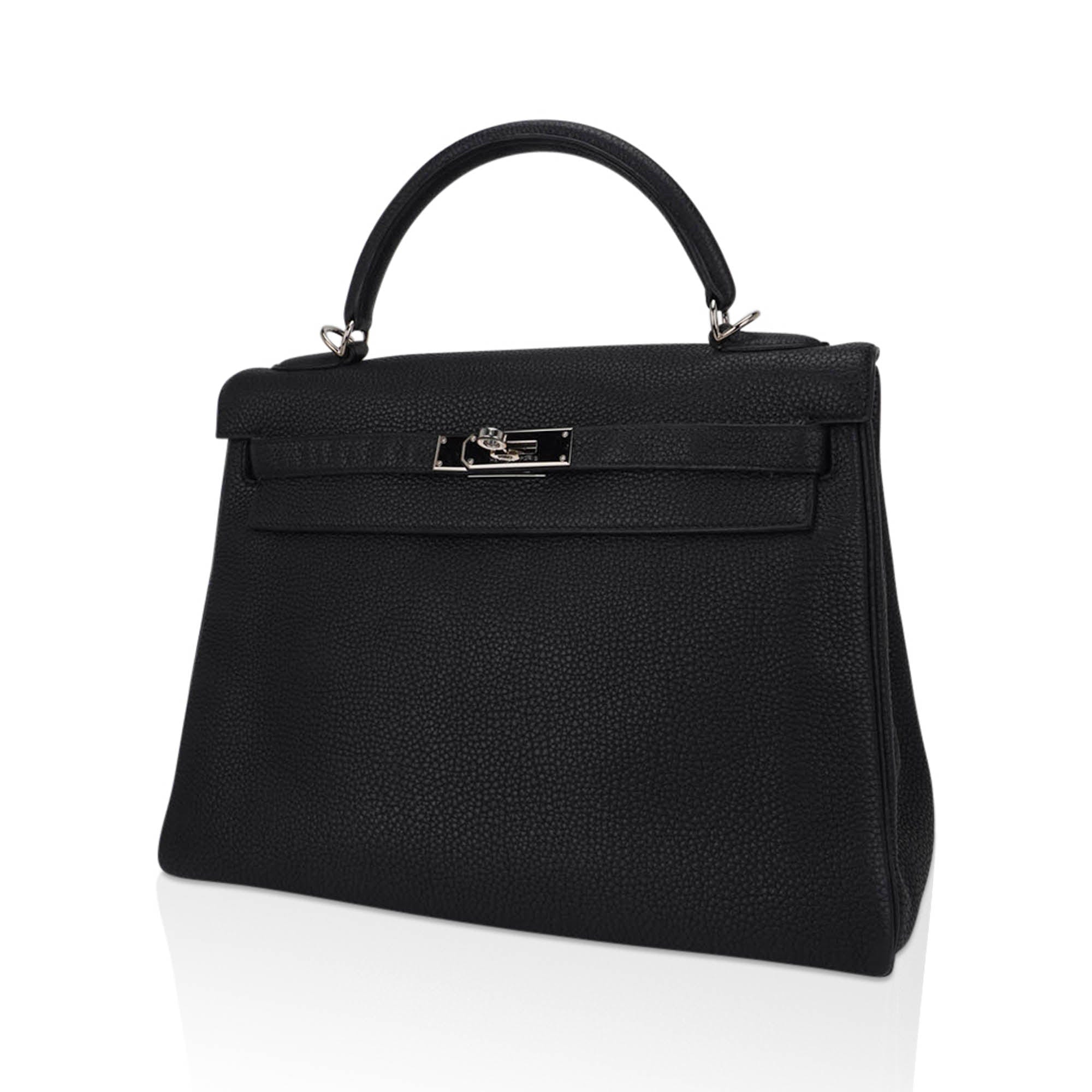 👜Kelly 32 Retourne Bag Black Togo Leather with Palladium Hardware