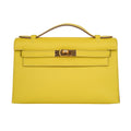 👜Kelly Pochette Bag Lime Clutch Gold Hardware Swift Leather