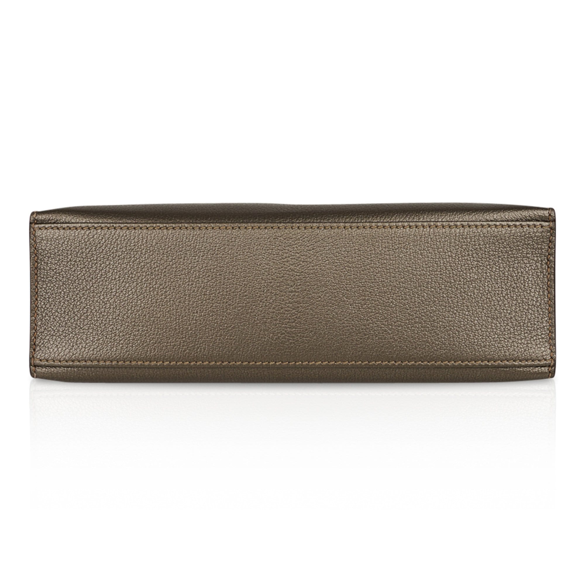 👜Kelly Pochette Metallic Bronze Clutch Bag Chevre Palladium