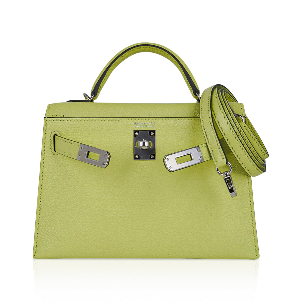 👜Mini Kelly 20 Bag Sellier Jaune Bourgeon Chevre Leather with Palladium Hardware