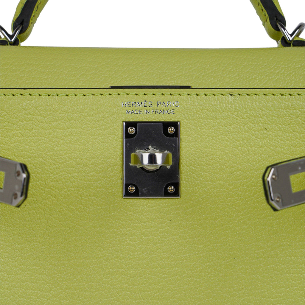 👜Mini Kelly 20 Bag Sellier Jaune Bourgeon Chevre Leather with Palladium Hardware