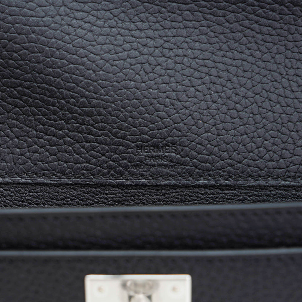 👜Kelly Depeches 25 Pouch Bag Blue Ocean Togo Leather with Palladium Hardware