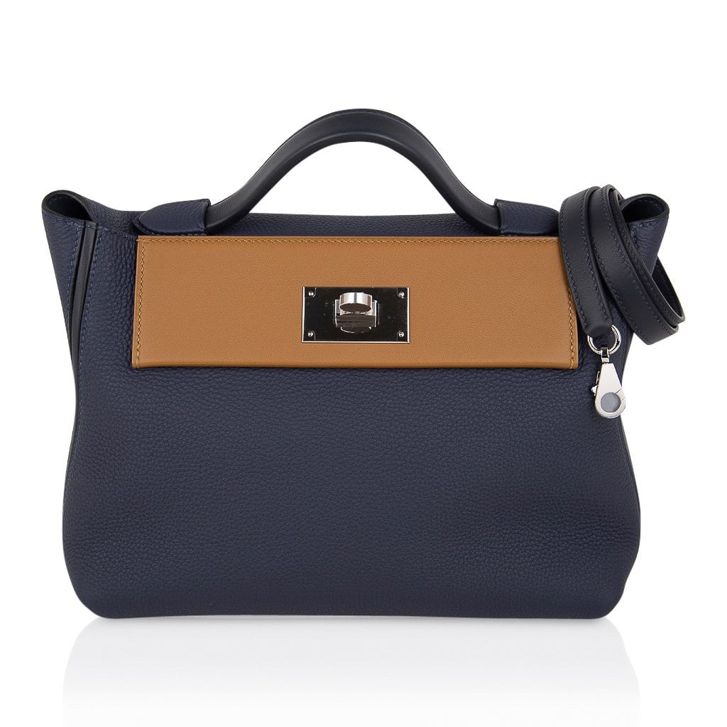 👜24 24 29 Bag Blue Nuit Indigo Bordeaux Kraft Palladium