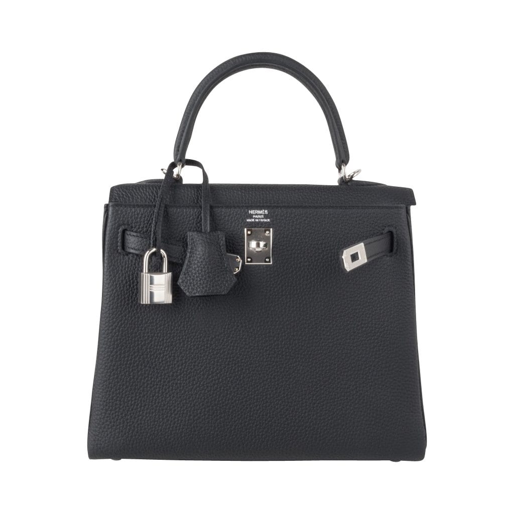 👜Kelly 25 Bag Black Togo Palladium Hardware (Retourne)