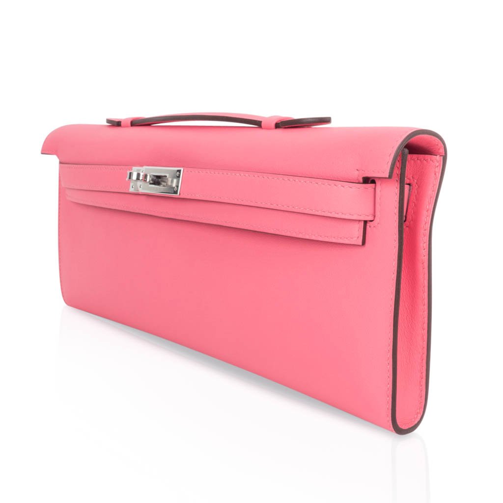 👜Kelly Cut Bag Pink Rose Azalee Swift with Palladium Hardware