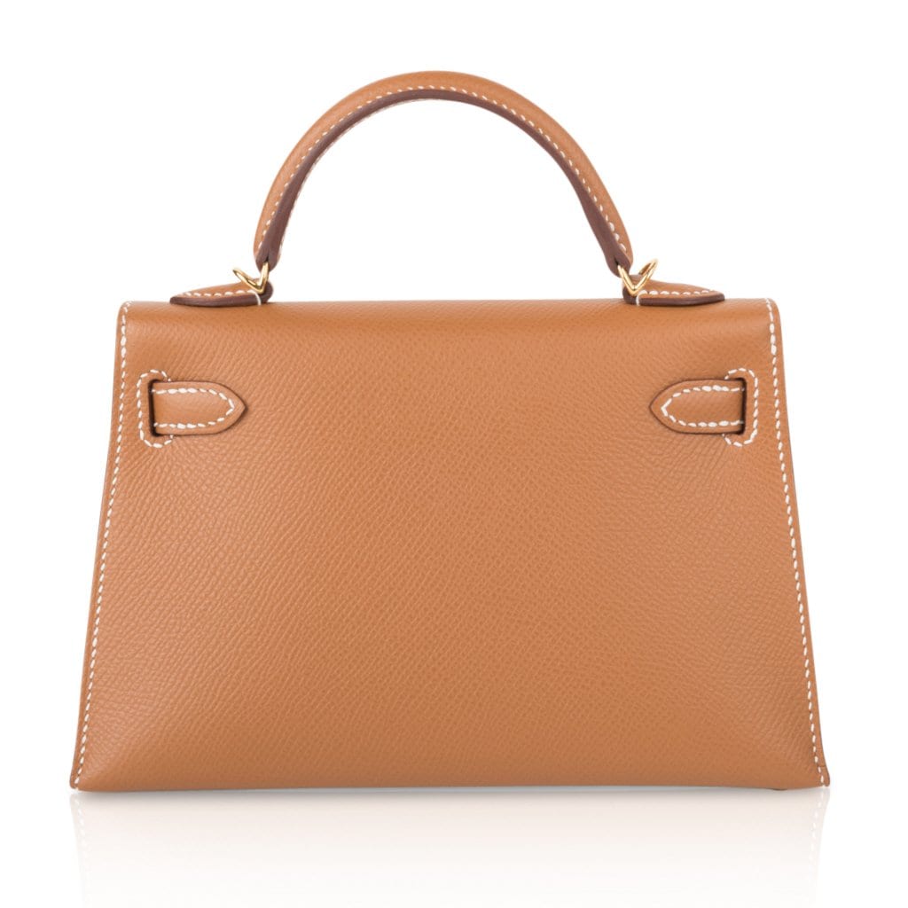 👜Mini Kelly 20 Bag Sellier Gold Epsom Leather with Gold Hardware