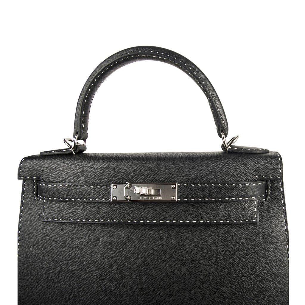 👜Kelly 28 Bag Black Un Point Sur Deux Veau Graine Monsieur Limited Edition