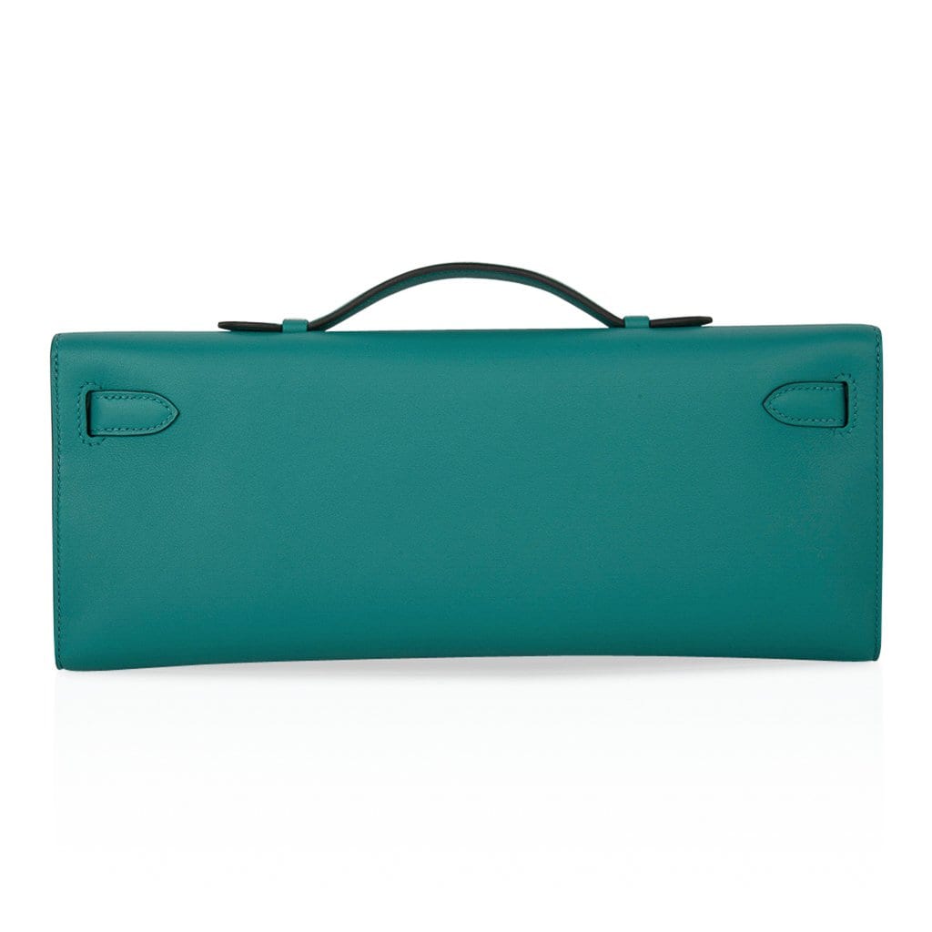 👜Kelly Cut Vert Verone Clutch Bag Gold Hardware Swift Leather