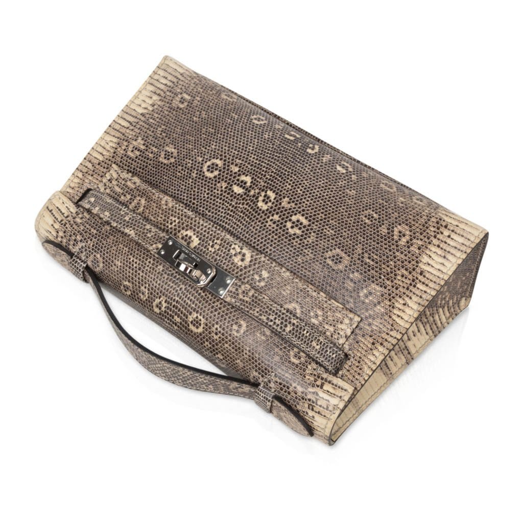 👜Kelly Pochette Bag Ombre Lizard Clutch Palladium Hardware Very Rare