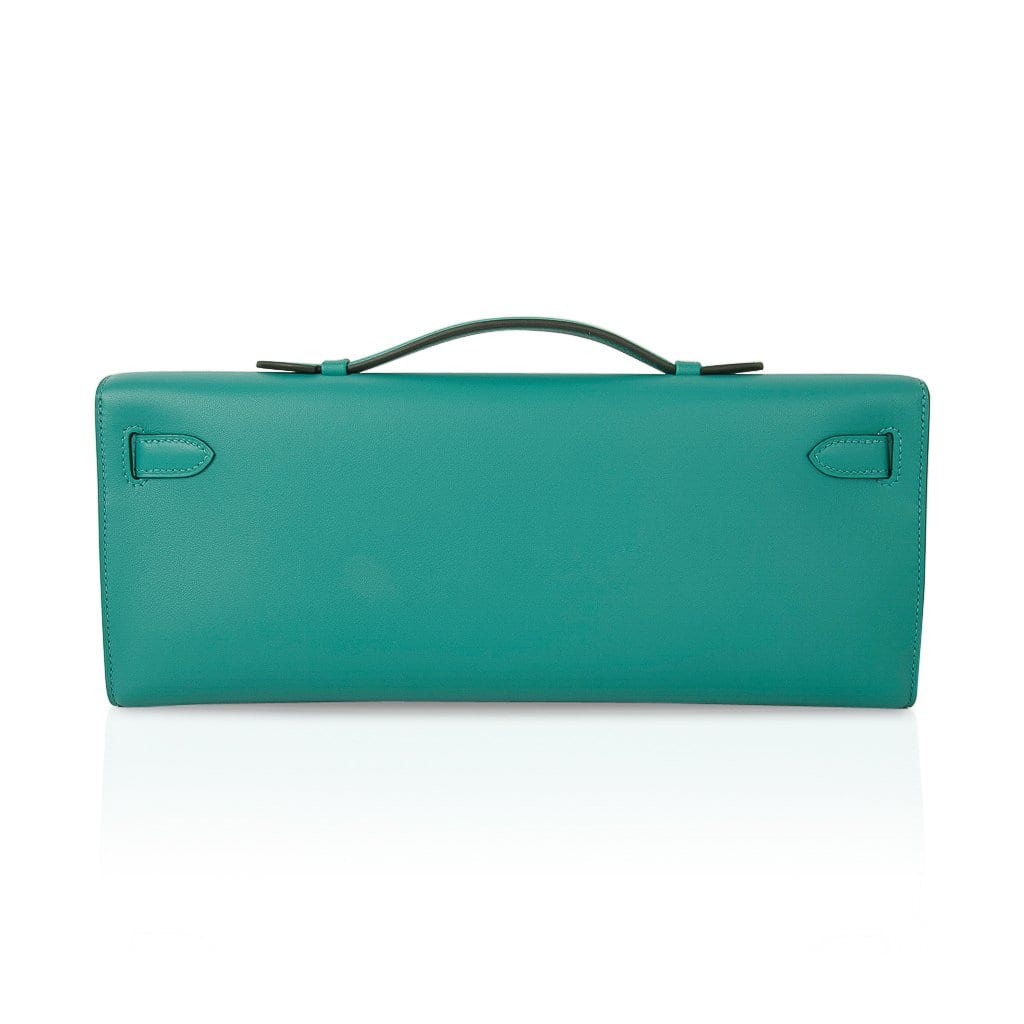 👜Kelly Cut Vert Verone Clutch Bag Swift Palladium