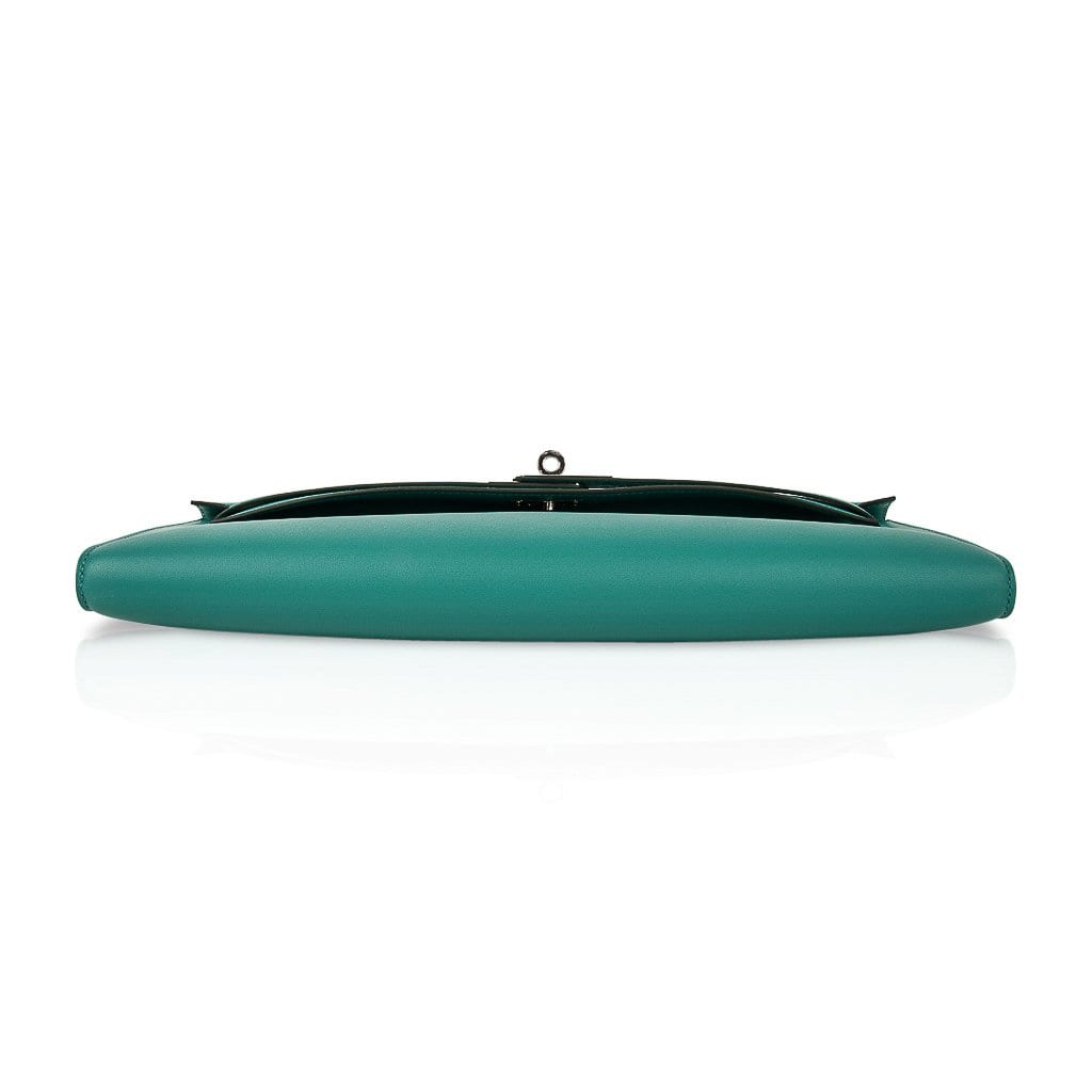 👜Kelly Cut Vert Verone Clutch Bag Swift Palladium