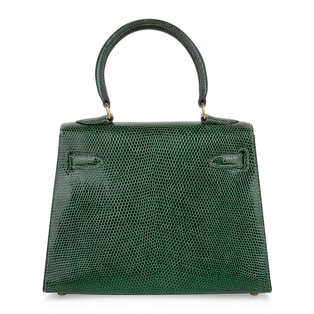 👜Vintage Kelly 20 Sellier Mini Vert Moyen Lizard Gold Hardware
