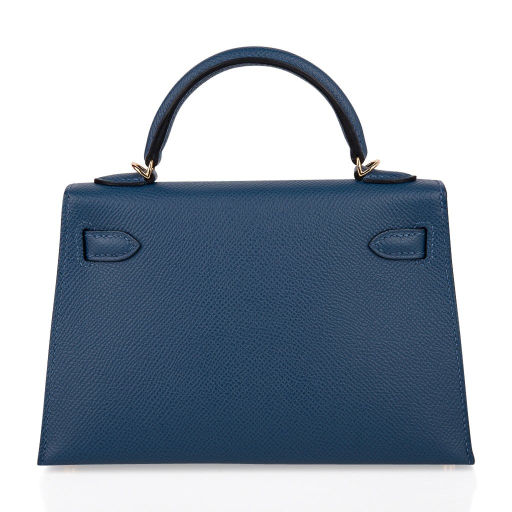 👜Kelly 20 Mini Sellier Bag Deep Blue Epsom Leather Gold Hardware